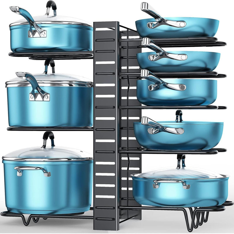 Support à 8 niveaux pour casseroles et poêles - Rangement de cuisine réglable sous l'armoire