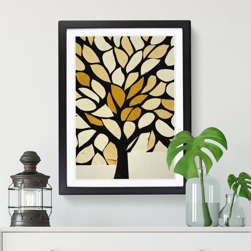 Pear Tree Torn Paper 1 Piece Single Picture Frame Wall Art, 64cm H x 46cm W x 2cm D, Walnut