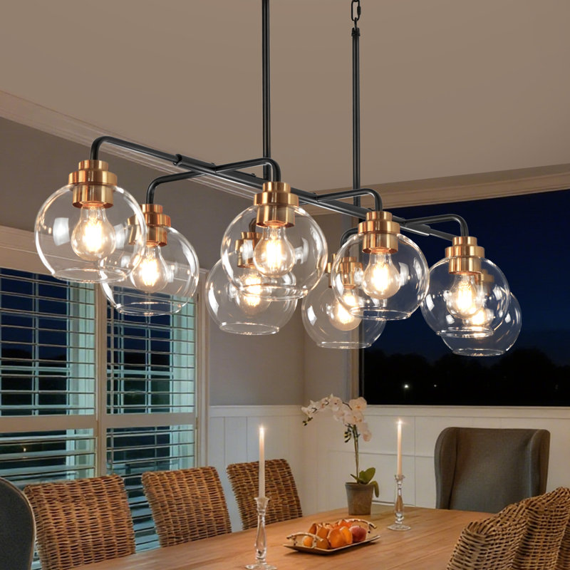 8- Light Dimmable Bubble Sputnik Modern Globe Linear Chandelier Glass Chandeliers