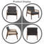 Chaise d'appoint rembourrée avec accoudoirs en maille de rotin, similicuir noir-1902506318