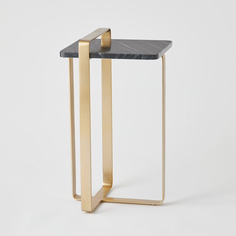 Marble End Table, Black/Gold