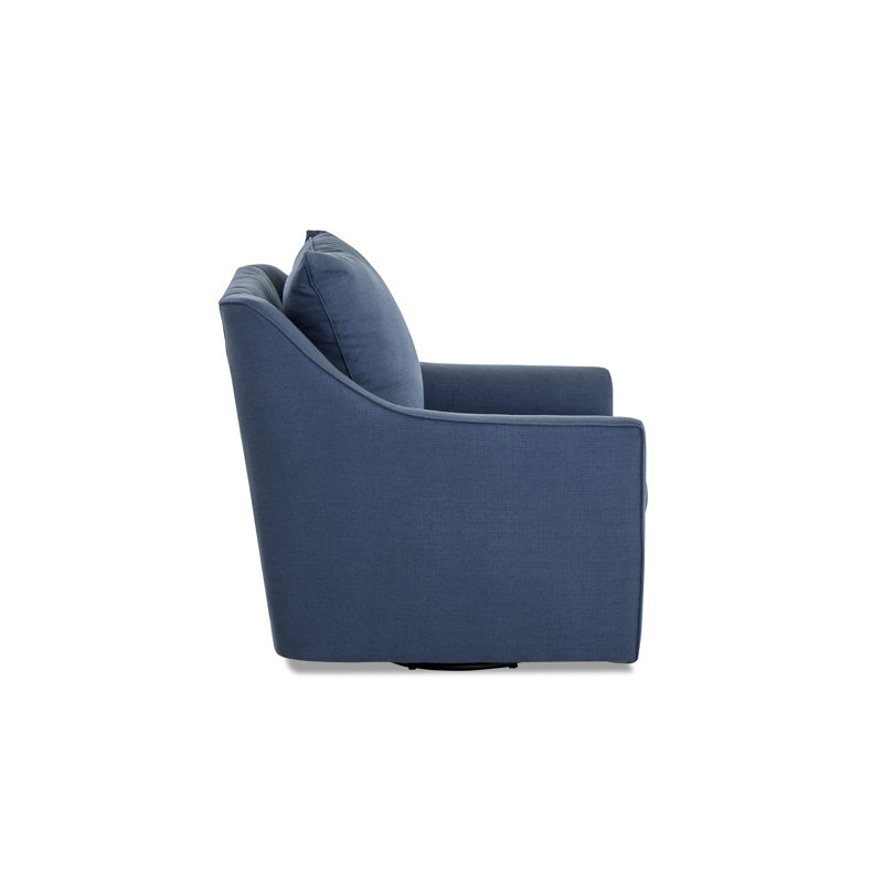 Quincy Upholstered Swivel Armchair, Drusky Linen Sustain® Basketweave
