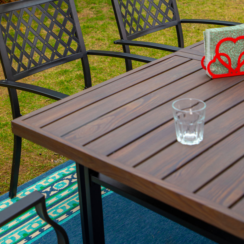 Romio Rectangular Metal Extendable Outdoor Dining Table , 64'' in. W 35'' in. D