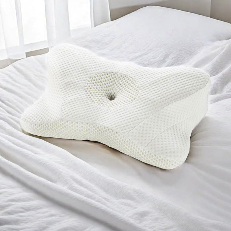 Midlothian Neck Pillow, Contour Memory Foampillow Shoulder Support Pain Relief for Side Back Stomach Sleepers, White