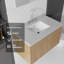 Meuble-lavabo de 91 cm (36 po) avec lavabo en céramique, comptoir et dosseret en marbre reconstitué, armoire de rangement suspendue en contreplaqué avec portes à fermeture amortie, chêne-133433942