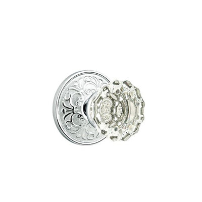 Ensemble de boutons d'intimité Emtek avec rosette Lancaster et bouton en verre Astoria