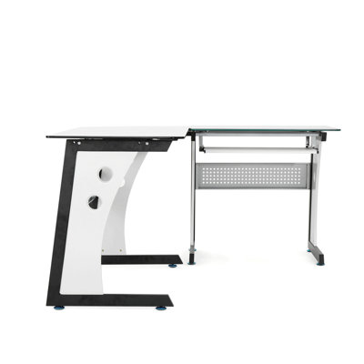 BUREAU EN L EN VERRE