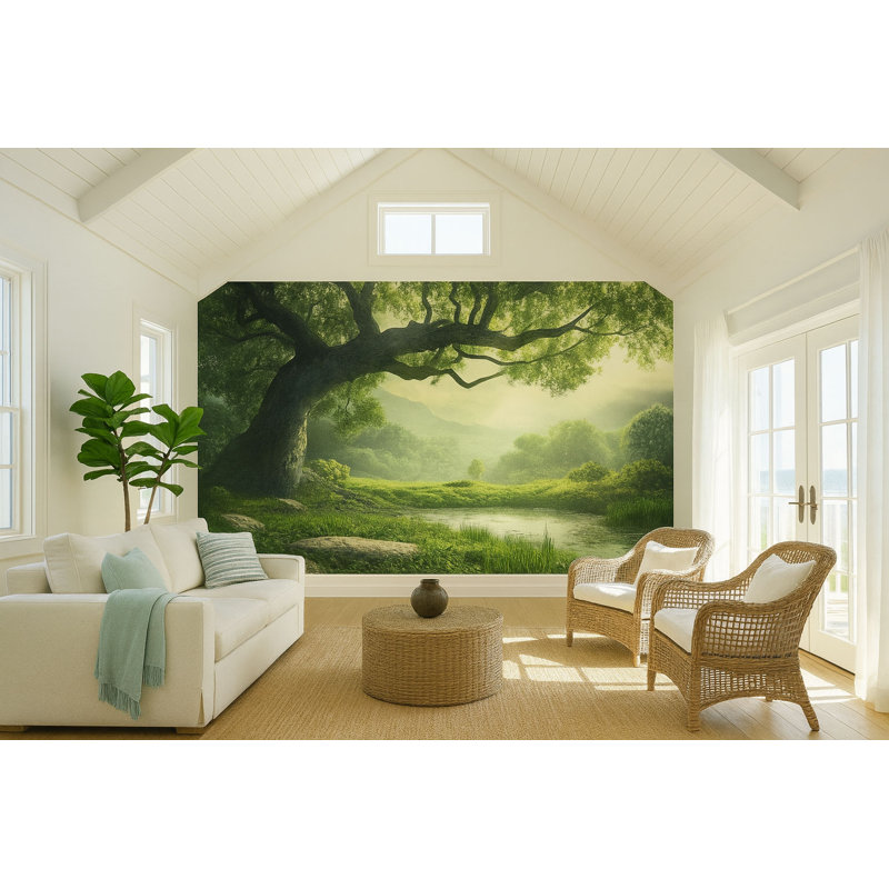 Papier peint Tranquil Forest , L 120 po x l 80 po, Premium Non-Woven