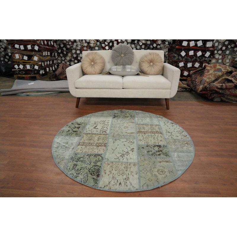 Tapis rond patiné moderne patiné 5 x 5