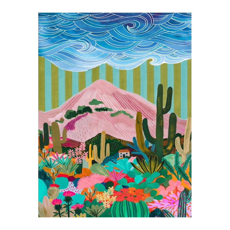 Tapis décoratif multicolore Sky Mountain Cactus, Rectangle 3'3" x 4'11" Rug Pad Included