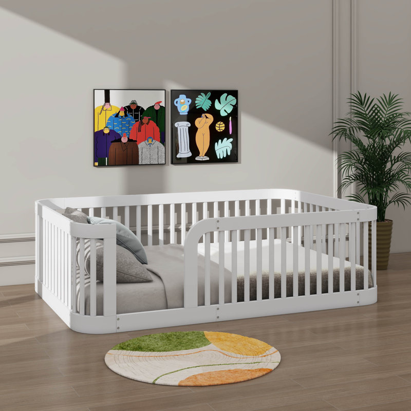 Full-Size Montessori Floor Bed Frame, White