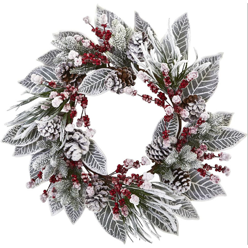 Couronne de pommes pin/plastique 24 po