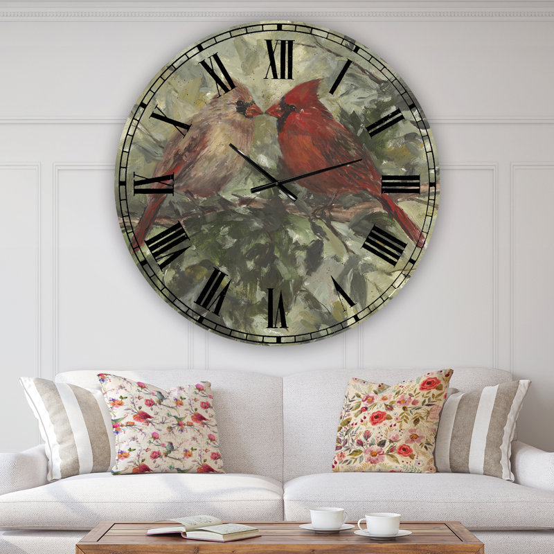 Kissing Cardinals - Grande horloge murale de chalet, Petit