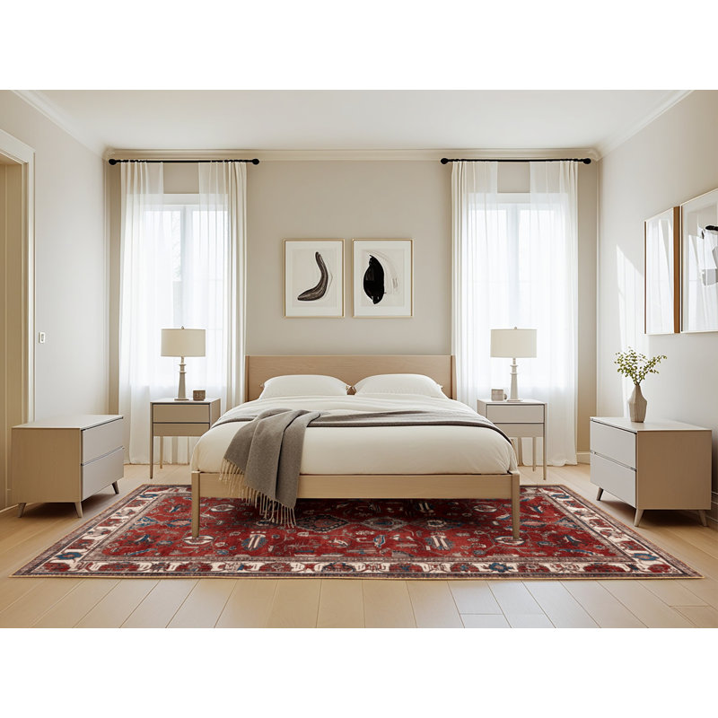 Machine Washable Persian Brown Area Rug, Rectangle 5' x 8'