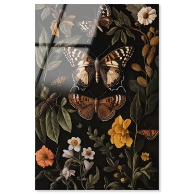 «Winged visiteurs», décoration botanique en acrylique par Art Remedy, prête à être accrochée