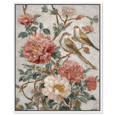 «Peony and the Sparrow I», reproduction d'art sur toile par Art Remedy
