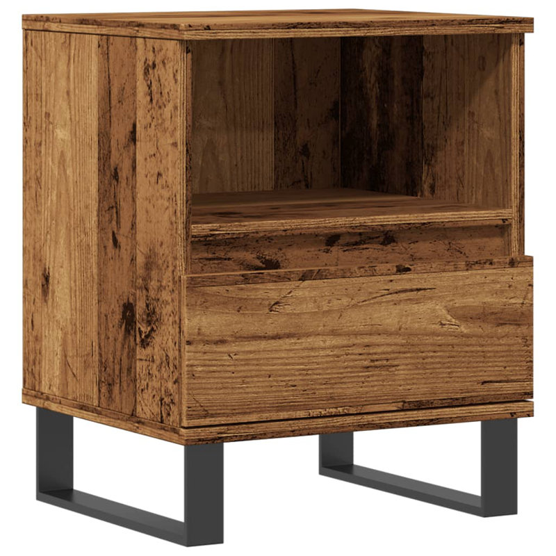 Alitzah 40cm W Manufactured Wood Bedside Table, Old Wood