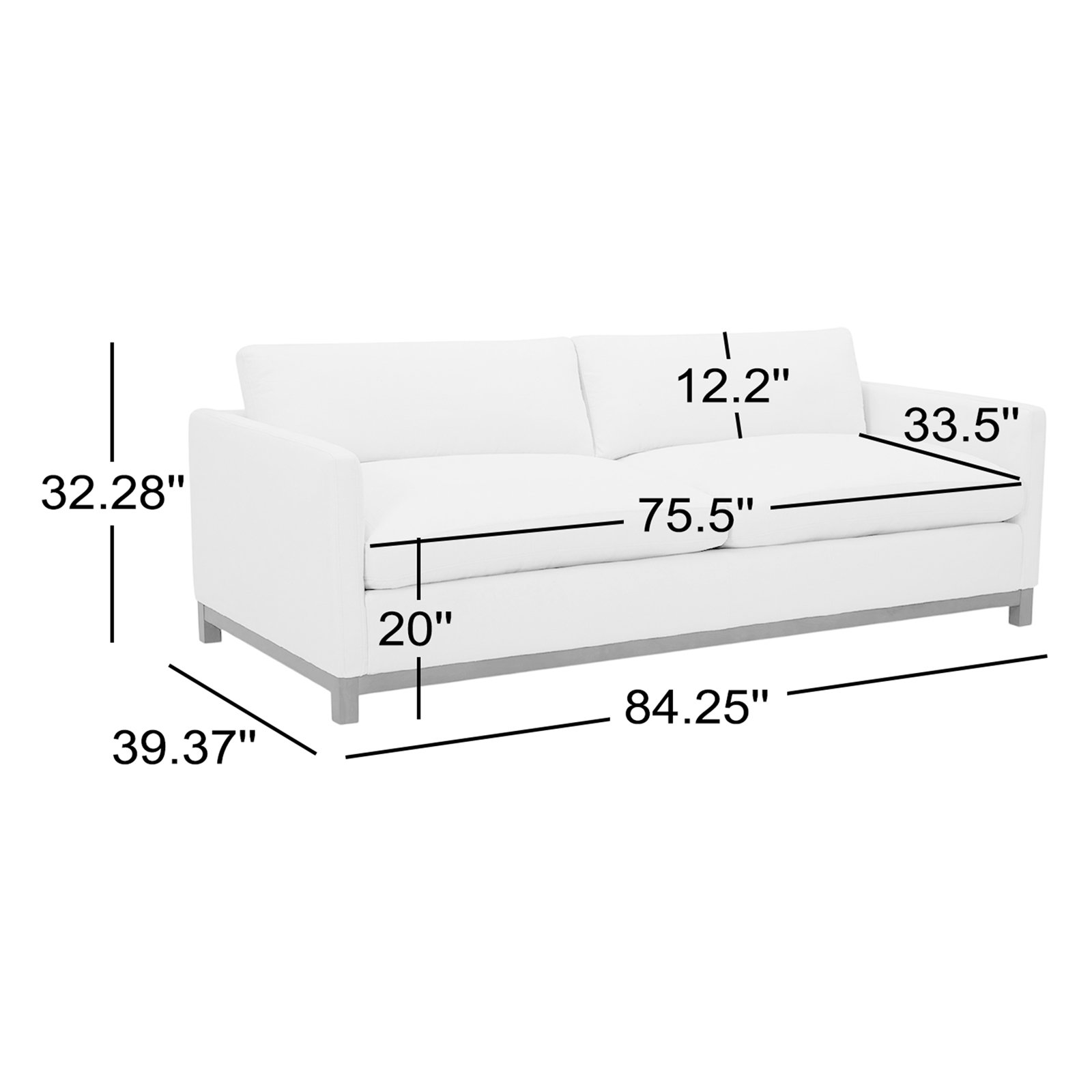 Liz 85" Upholstered Sofa, Dark Brown, 32.28"H x 84.25"W x 39.37"D, Flannigan Cotton Tweed Linen