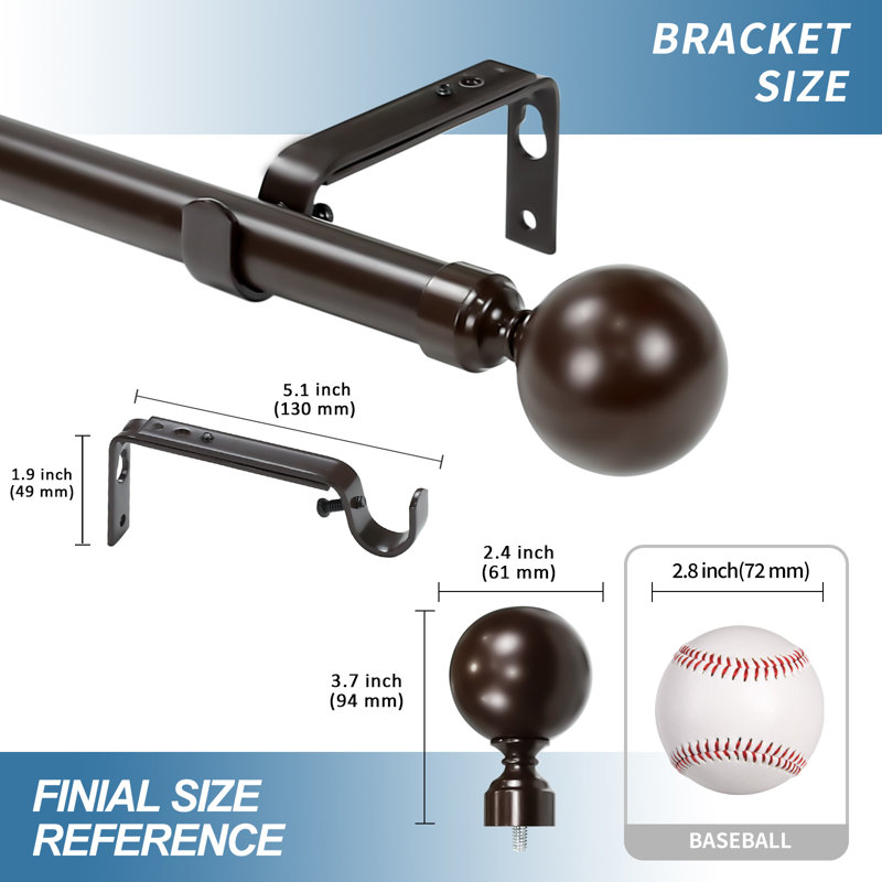 Tringle à rideaux simple Adeliza, l 48 po à 84 po, Bronze
