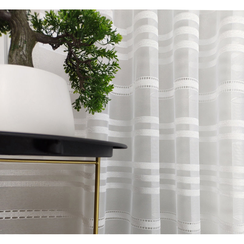Prabhav Lace Semi Sheer Curtain Single Panel, 200cm Width x 274cm Drop