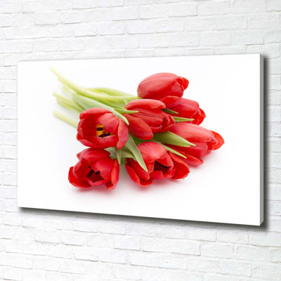 Red Tulips - Wrapped Canvas Print