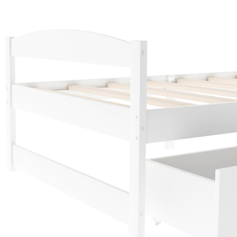 Lit simple Space avec tiroirs blancs - Plateforme de qualité moderne et fonctionnelle