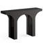 Console moderne pour hall d'entrée et canapé derrière - Table de couloir étroite avec base arquée
