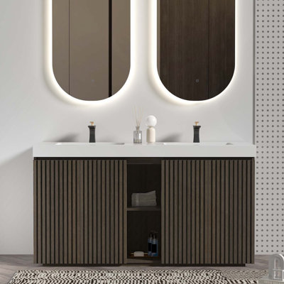 Freestanding Bathroom Vanity with Integrated Sink and Smart Storage Solutions