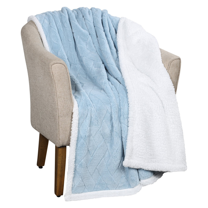 Literie moelleuse réversible de qualité supérieure Sherpa, Jeté, Bleu clair