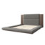 Lit plateforme tapissier de plancher avec tête de lit en bois allongée et tablette de chevet, aucun sommier nécessaire-1255839575