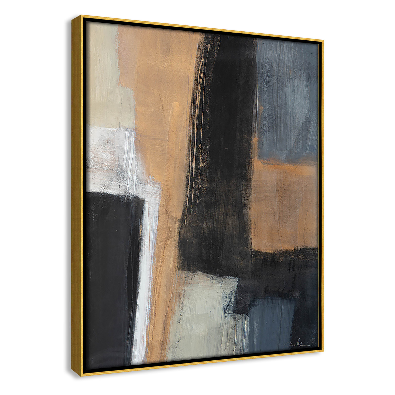 Calderon "Metallic Slate I" Print, 15.5" H x 12.5" W  x 2" D, Gold