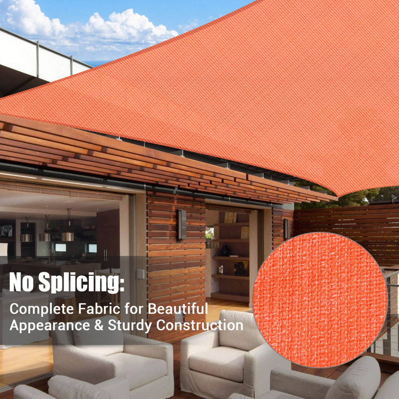 Bright Orange HDPE Rectangle Sun Shade Sail for Patio and Yard