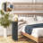 2-Tier C-Shaped Side Table with Universal Wheels and Shelf