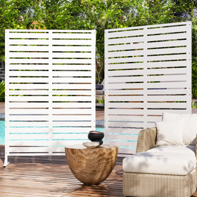 Paravent de terrasse d'extérieur en métal avec piquets H 72 po x l 48 po Frances
