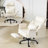 High Back Reclining Office Chair with Pull-Out Footrest and Flip-Up Arms - Suede Fabric Ergonomic Swivel Chair-24541688