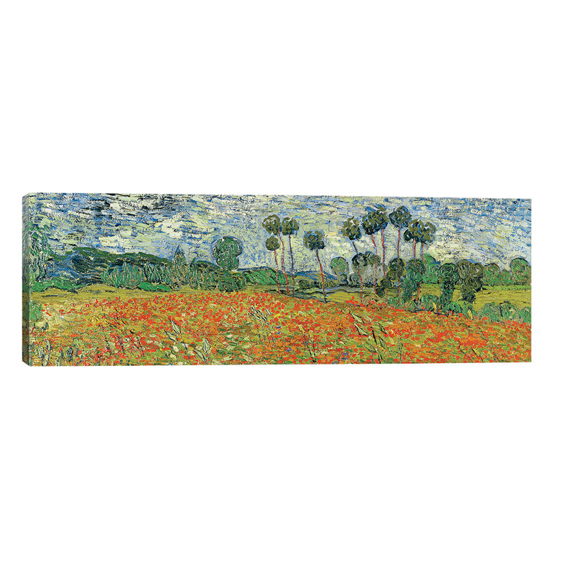 Field Of Poppies, Auvers-sur-Oise, 1890 by Vincent Van Gogh - Panoramic Painting on Canvas, No Frame