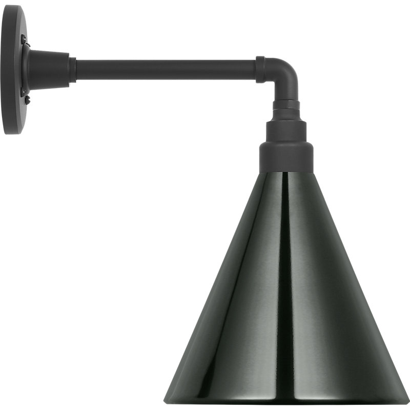 Thomas O'Brien 1 - Light Outdoor Barn Light, Matte Black, Green, 14.75" H x 9" W x 14.75" D