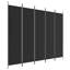 Paravent 5 panneaux diviseur d'intimité noir 98,4 x 78,7 po-1951019813