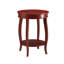 Table d'appoint ronde rouge rustique avec tablette de rangement inférieure