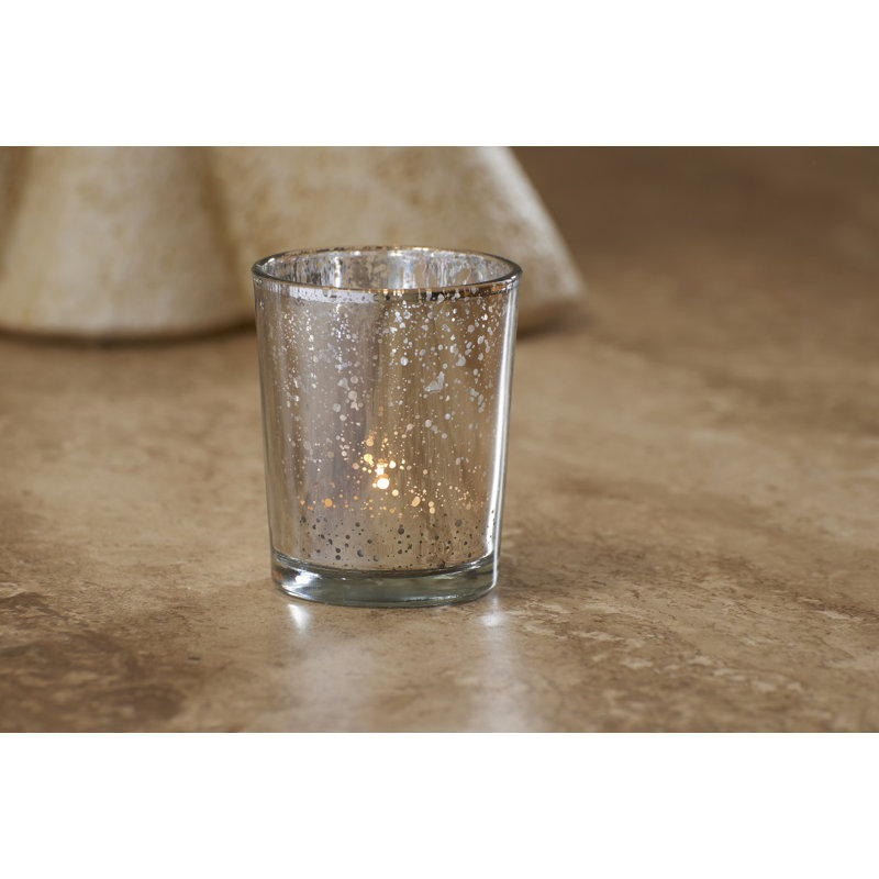 12 Piece 6.8cm Glass Tabletop Votive Holder Set, Silver