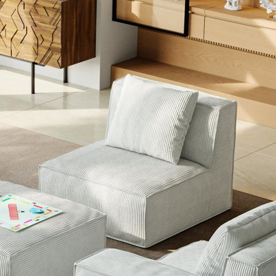 Lit modulaire modulaire avec canapé large et nuage, beige, confortable pour un lit de compression confortable, tissu beige, structure en éponge, différents espaces convenables