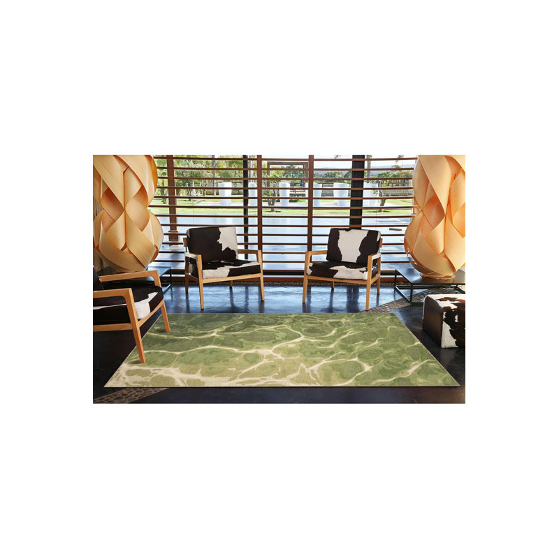 Tapis vert lavable à motif vert pastel, Runner 3'3" x 9'10" Rug Pad Included