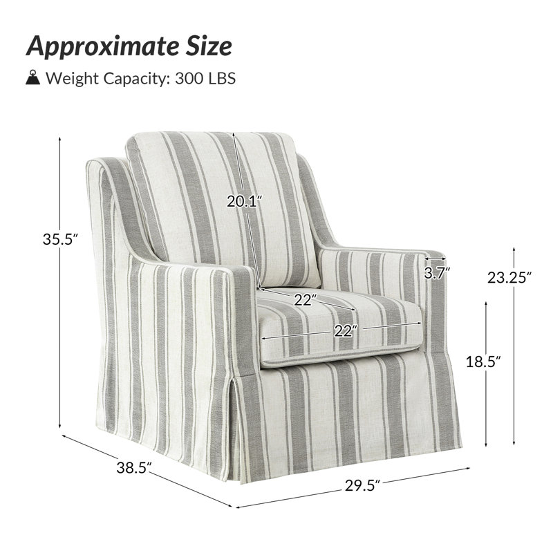 Wimberly 29.5" W Polyester Swivel Rocking Armchair, Strip Polyester