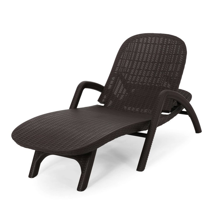 Chaise Lounge In Dark Brown - Polypropylene Material, 3D -Look Texture, Weather- For Patio And Backyard, Hand-Crafted Details, Assembly Required Resin Construction, Patio, Needed
