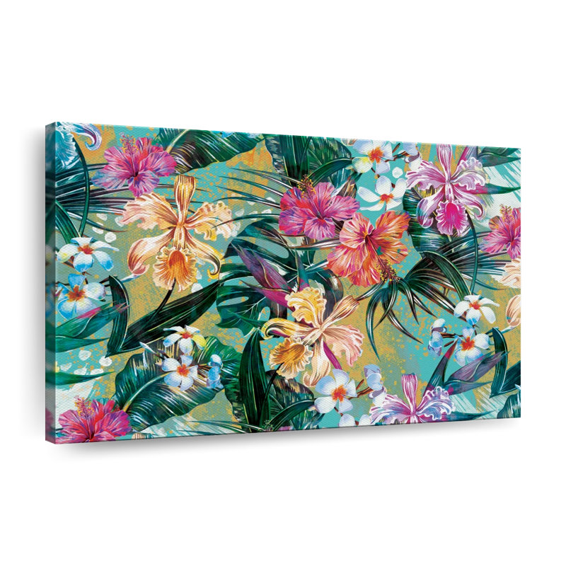 Fleurs tropicales d'été, reproduction sur toile, H 8 po x l 12 po x P 1 po