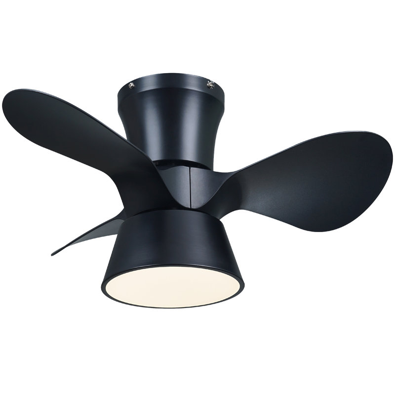 Sirius Indoor Black Flush Mount Ceiling Fan With LED Light Bulbs With Remote Control, 24"