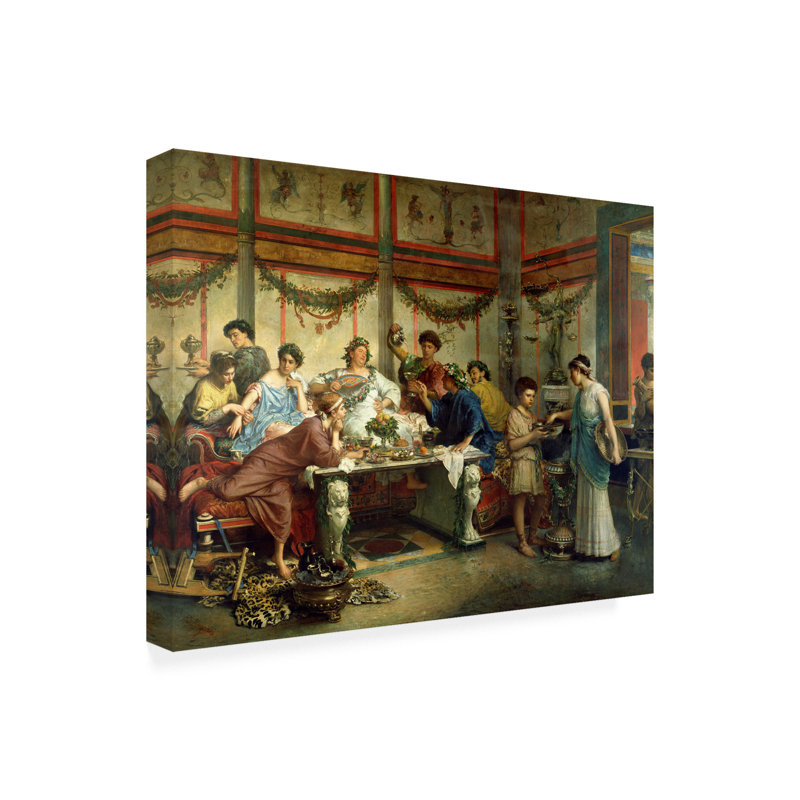 Reproduction d’art sur toile tendue « A roman festin » par Bompiani, H 24 po x l 32 po x P 2 po