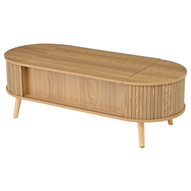 Lift Top Coffee Table with Storage, Natural Wood