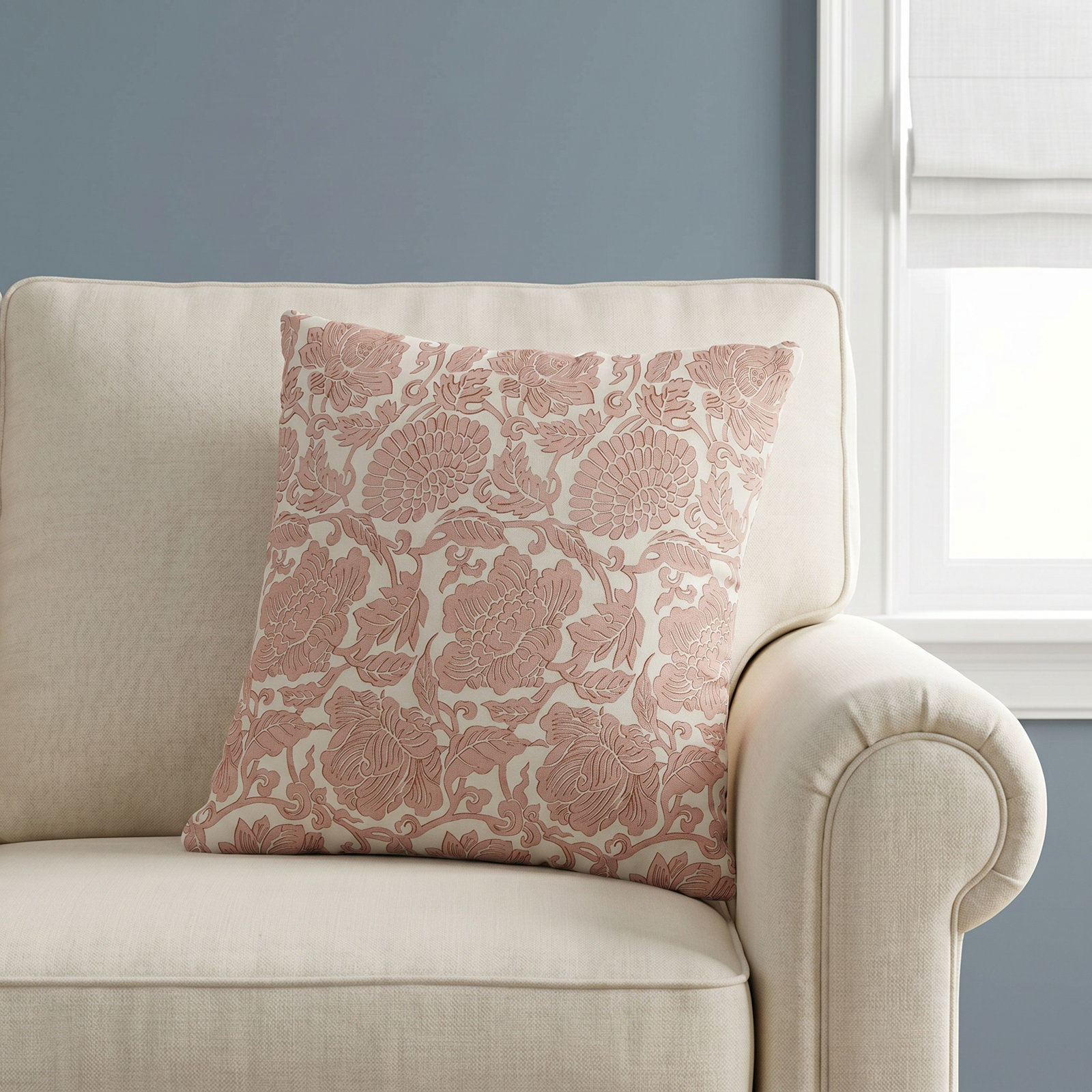 Ima Floral Cotton Throw Pillow, Polyester, 20" x 20"