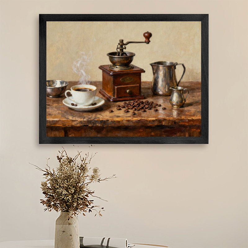 «Black», encadré noir «Enjoy cafe», reproduction d'art encadrée, H 13 po x l 17 po